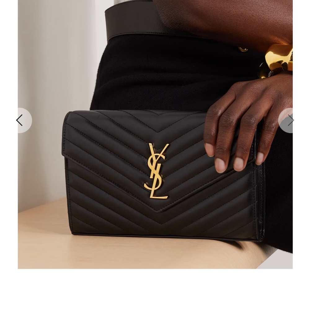 Yves Saint Laurent Black Quilted Leather Clutch